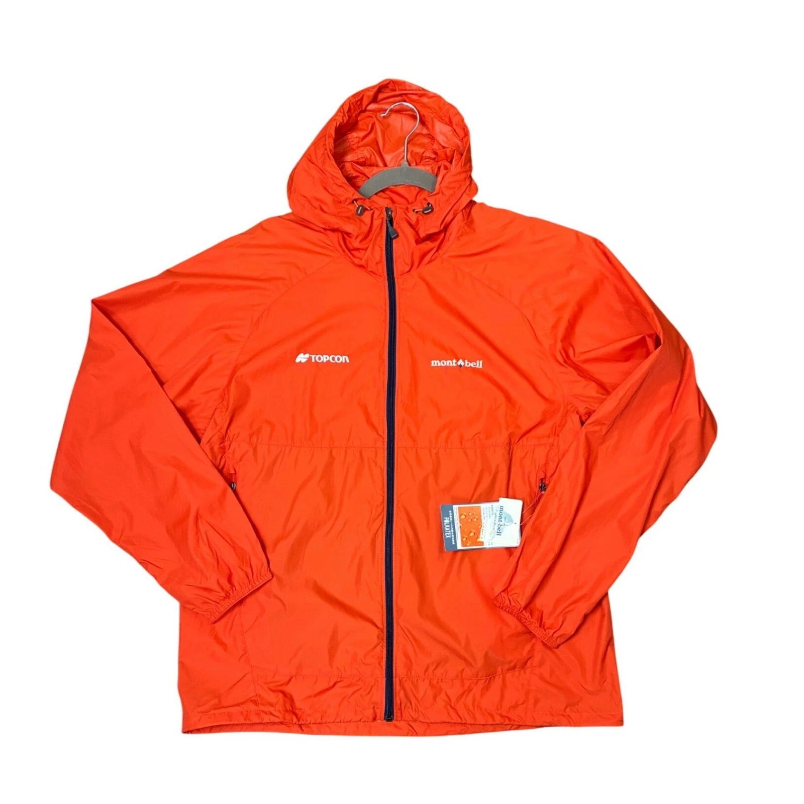 Montbell Topcon Mens M Orange Windblast Hooded Windbreaker Jacket 1103242 NWT image 1