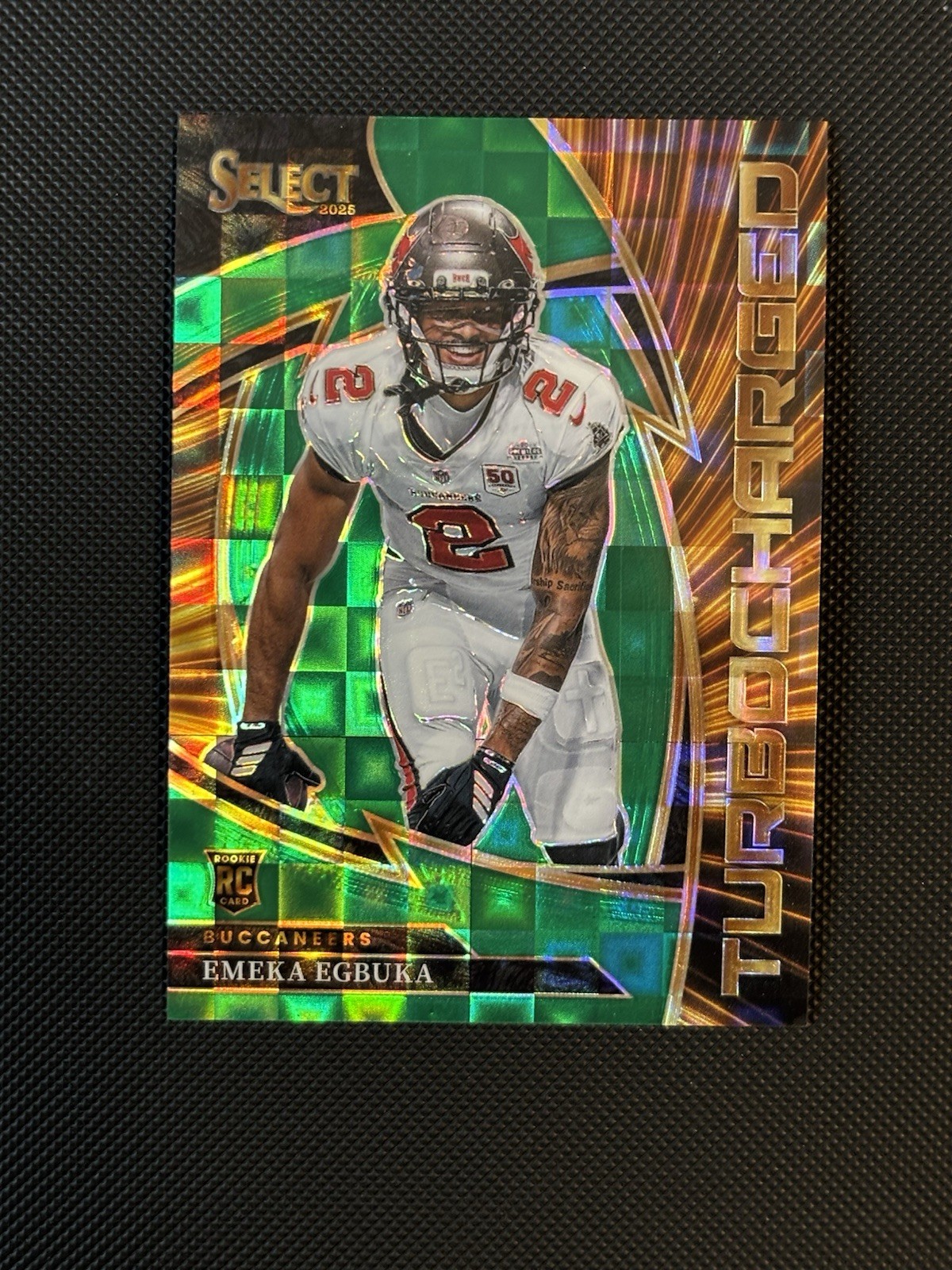 2025 Panini Select - Turbocharged Emeka Egbuka #2 (RC) Green Pandora /5