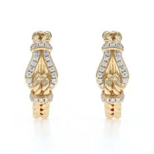 David Yurman Thoroughbred Loop Hoop Diamond Earrings Yellow Gold 18k .25ctw Knot