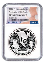 2024 Australia Perth Mint 1 oz Silver 125th Anniversary Proof Coin NGC PF70