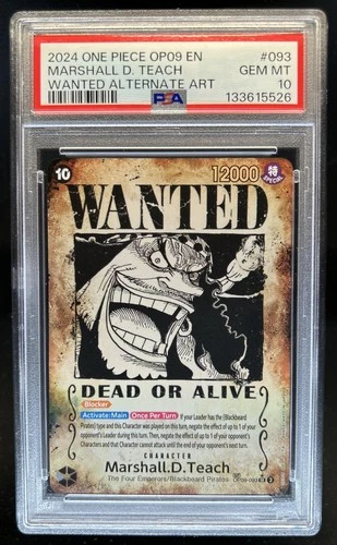 2024 One Piece Marshall.D.Teach Super Rare Wanted Alt Art #OP09-093 PSA 10