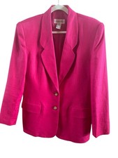 Vintage Talbots Hot Pink Linen Women s Blazer Jacket Size 8 Barbiecore