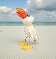 Vintage Wooden Seagull Figurine Free Standing & Handing Trademan Sweden Art Toy