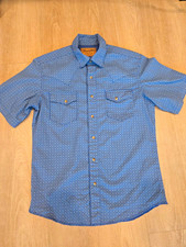 Wrangler Retro Men s M Blue Geometric Western Woven Cotton Short Sleeve Pocket