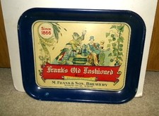 1930's FRANK'S OLD FASHIONED beer rectangle tray MANSFIELD, OHIO