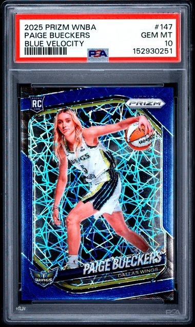 2025 PANINI PRIZM WNBA PAIGE BUECKERS BLUE VELOCITY RC ROOKIE #147 PSA 10