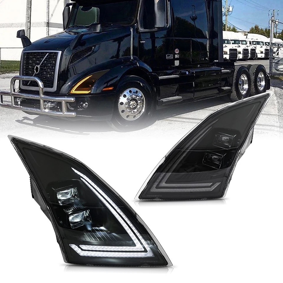 Par de faros LED completos COOLAND para Volvo VNL VNR 2004-2018 proyector Foto 4 de 4