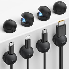 Phone Charger Clips, 8 Magnetic Cord Organizers With Adhesive, Black