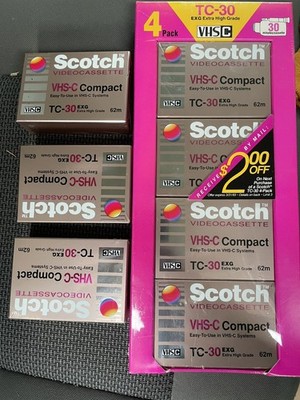 7 NEW Scotch TC-30 EXG VHS-C Blank Tape Model 3M Extra High Grade Vintage Sealed