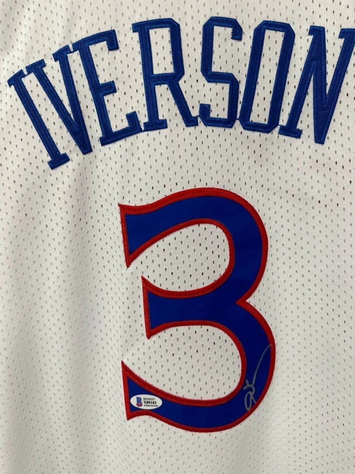 Allen Iverson Philadelphia 76ers Hand Signed Autographed White Jersey BECKETT - Image 4 of 4