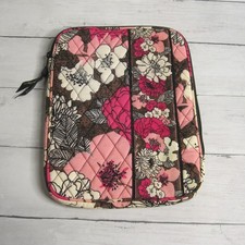 Vera Bradley Mocha Rouge Tablet Sleeve iPad Zip Case Book Cover Quilted Floral