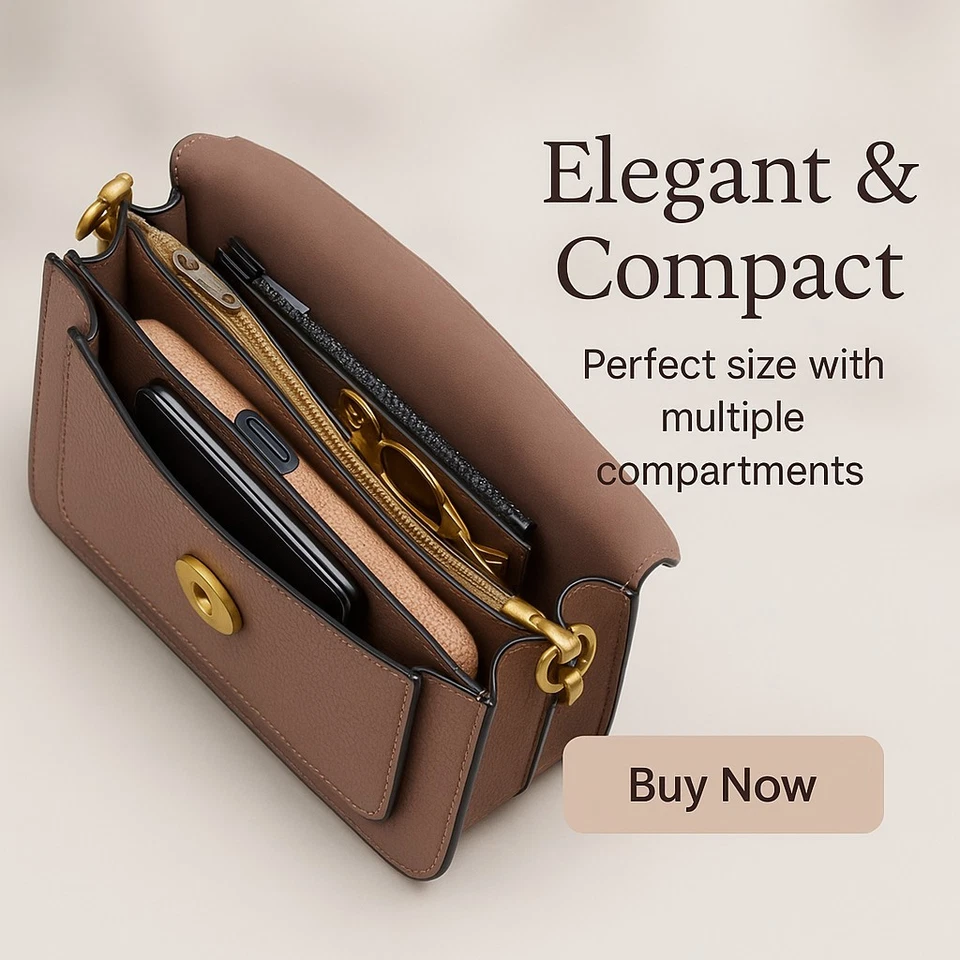 Coach CY201 Tabby Shoulder Bag 20 Brass/Dark Stone Leather Handbag 2WAY - Image 4 of 4