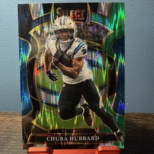 2025 Panini Select #43 Chuba Hubbard Black and Green Prizm Shock Prizm Panthers