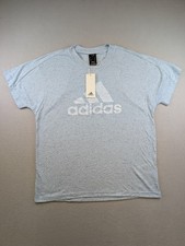 Image of Adidas Women's Blue Speckled Logo T-Shirt Size Medium Casual Sports Tee BNWT