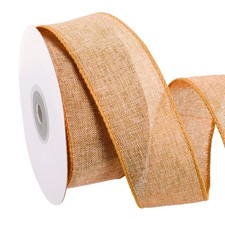 Wired Edge Ribbon 1-1/2 Inch Width x 10 Yard Burlap Wired Ribbon Orange