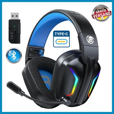 Fachixy FC-300 Gaming-Headset mit Mikrofon, 2,4-GHz-Funk-Headset für PS5,
