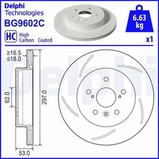 DELPHI Bremsscheibe Hinten Links für TOYOTA YARIS (P21, PA1, PH1) 297mm BG9602C