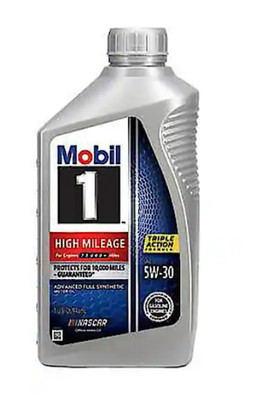 Mobil 1 High Mileage 5W-30 Full Synthetic Motor Oil 1 Quart Engine Oil, 1 Quart