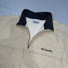 Columbia Sweater Mens Large Beige 1/4 Zip Up ...