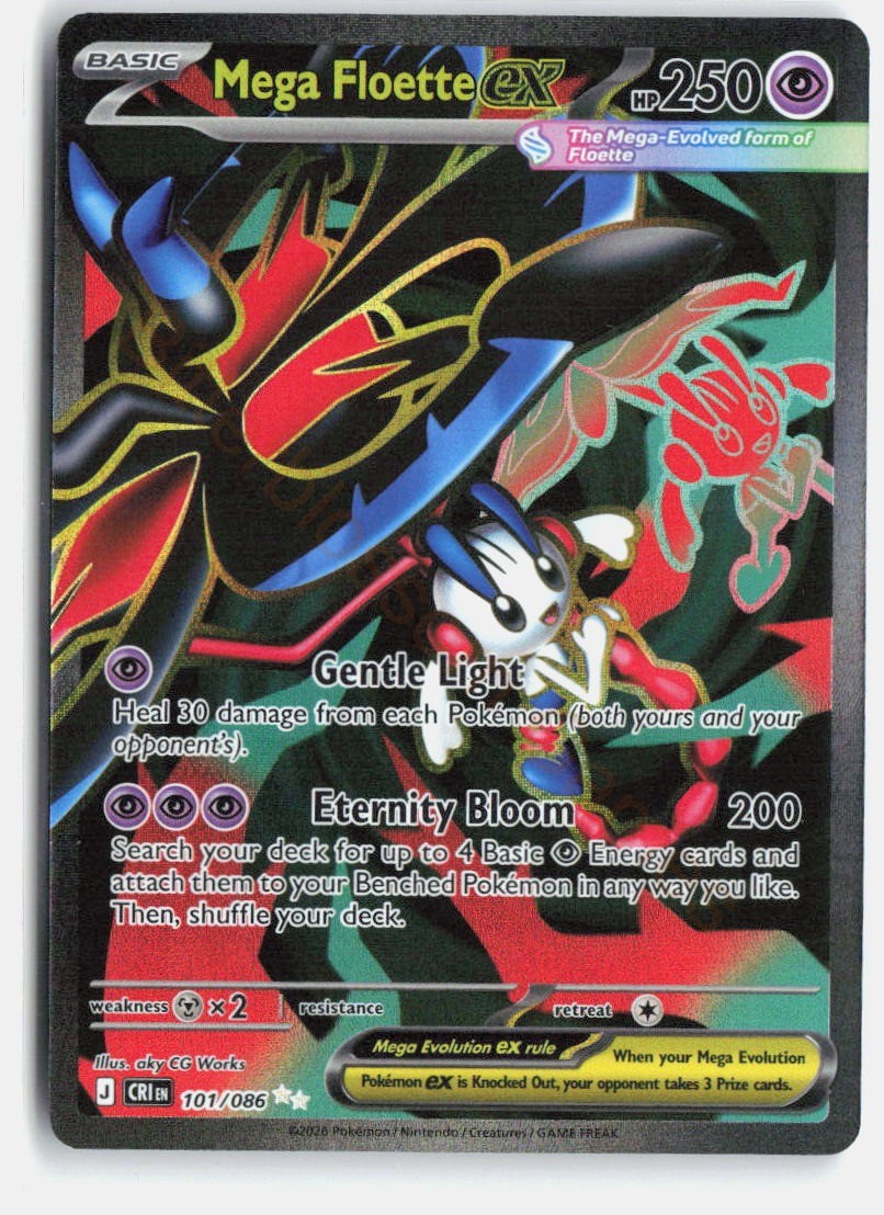Mega Floette ex 101/086 Ultra Rare Chaos Rising Pokemon Holo Near Mint