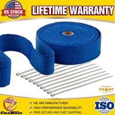 2 X 50ft Roll Blue Exhaust Wrap Manifold Header Pipe Heat Wrap Tape10 Ties Kit 2 X 50ft Roll Blue Exhaust Wrap Manifold Header Pipe Heat Wrap Tape10 Ties Kit