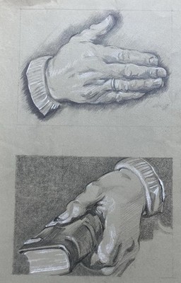 Vintage Bleistiftzeichnung 50er Jahre Handstudien auf Papier