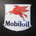 Vintage Mobiloil Mobil Oil Pegasus Porcelain Badge Sign Gas Station Pump Plate
