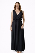Kupcake Black Maxi Dress Size 12 V-Neck Floral Waist Y2K Elegant Evening Gown
