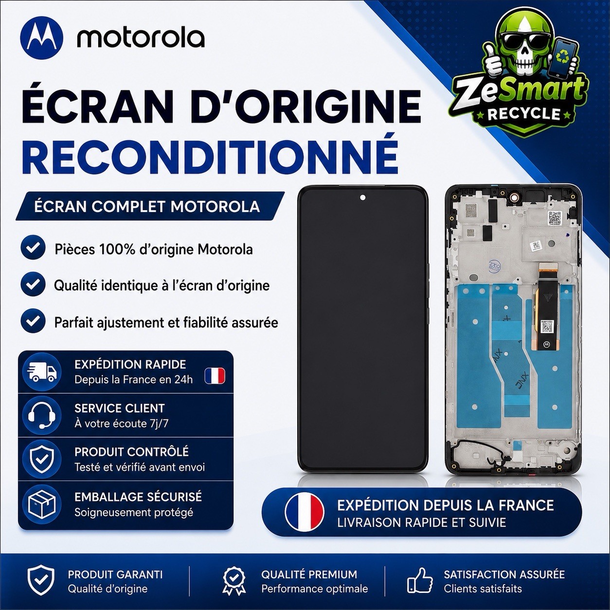 Ecran Origine Reconditionné Dissions Avec Châssis Pour Motorola Moto G82 5G