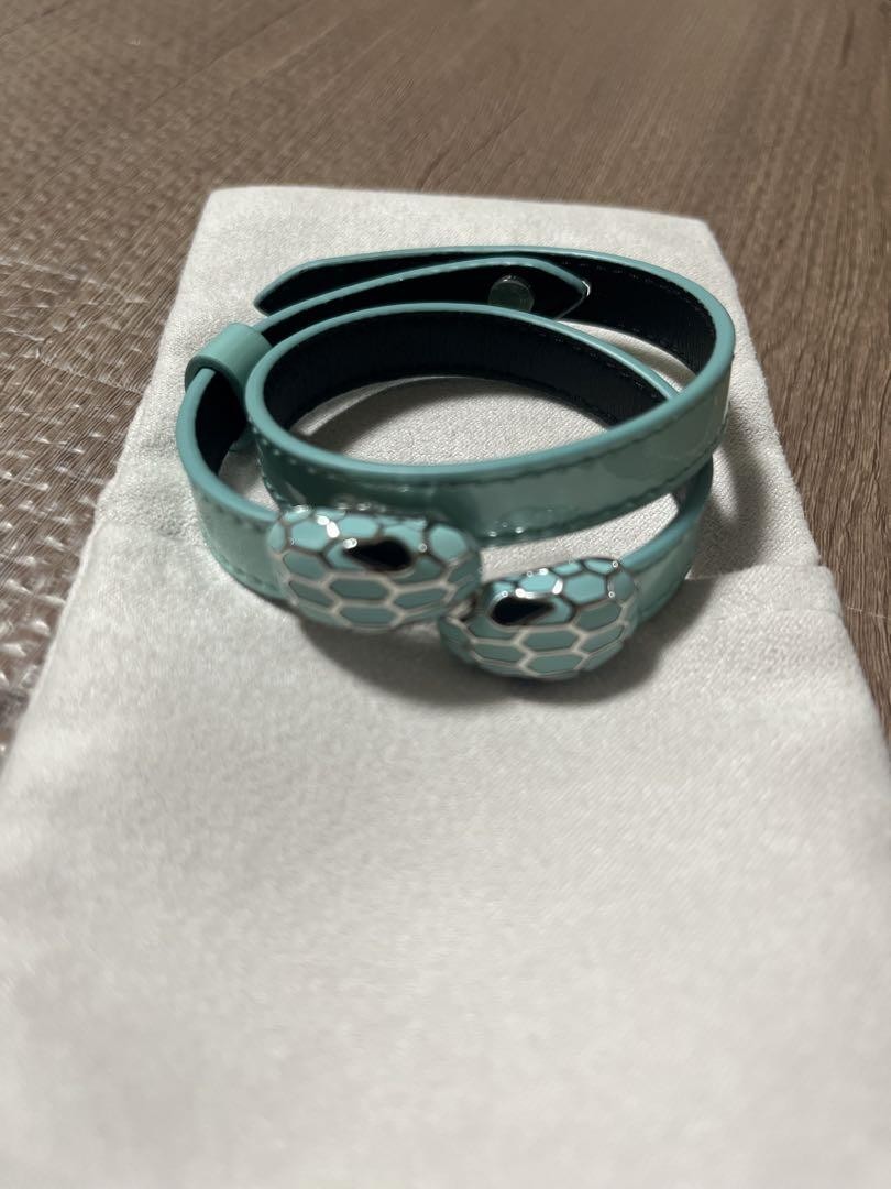 BVLGARI Serpenti Double Snake Turquoise Leather Bracelet Unused w