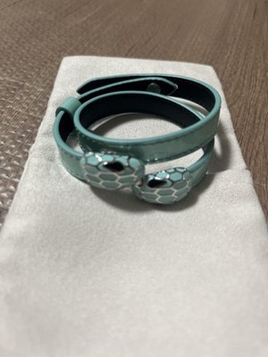 BVLGARI Serpenti Double Snake Türkis Lederarmband unbenutzt mit Box