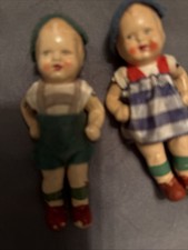 Erich Dittman Edi Germany Set of 2 Celluloid Dolls 3" Girl Boy Vintage