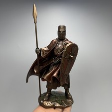 Crusader Knight with Spear Statue Bronze Finish Templar Figurine Gift Box 16cm