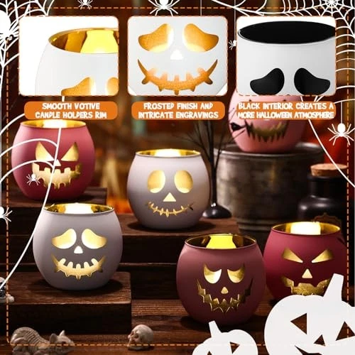 6 Pcs Votive Candle Holder Glass Votive Holder Pink Ghost Pink and White - Image 4 of 4