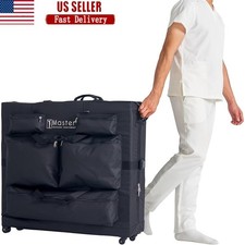 Universal Massage Table Carrying Bag W/ Wheels Adjustable Straps Storage Pockets