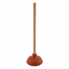 6 In. Plunger Light Duty with Red Rubber Cup and Wooden Handle