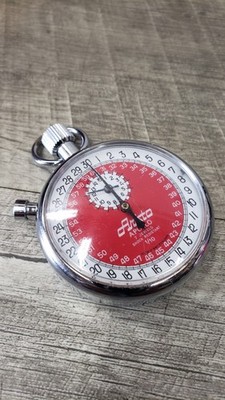 Aristo Apollo Shock Resistant Mechanical Stopwatch Chronograph Silver - Red Face