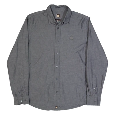 Chemise Unie Grise À Manches Longues Pour Hommes Pretty Green M - Photo 1/4