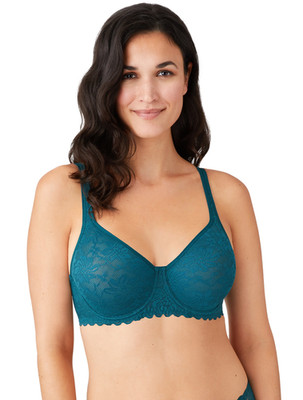 Wacoal womens 40DD Convertible Soft Sense Underwire Unlined Lace Bra forest Teal