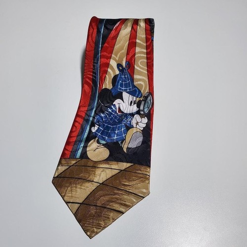 Vintage 90s Balancine Hot Cakes Disney Polyester Detective Mickey Mouse Tie