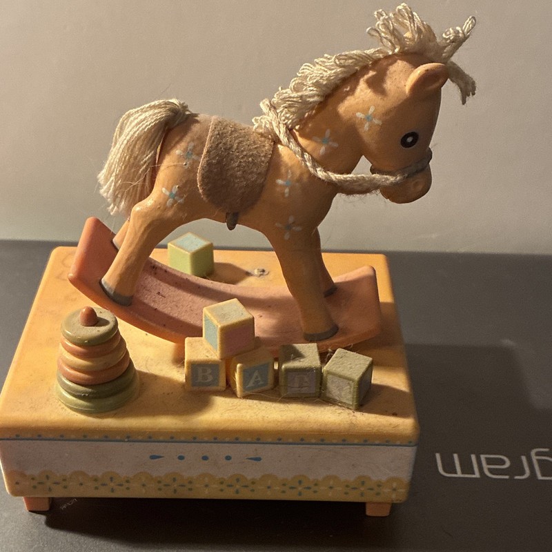 HALLMARK Rocking Horse Music Box Decoration Nursery Plays Rock-a-Bye Baby Works!