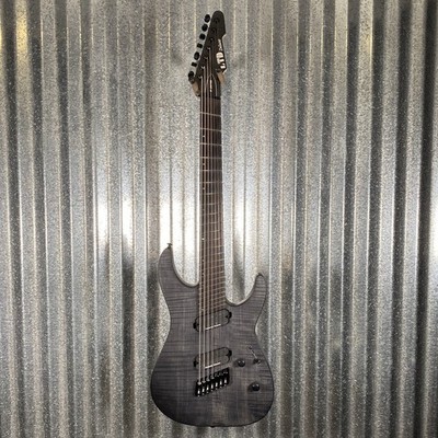 ESP LTD M-1007 7 String Multi Scale Flame See Thru Black Satin