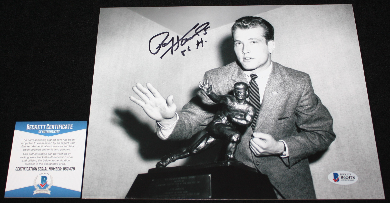 Paul Hornung Autographed Signed Green Bay Packers 8 x 10, , Notre Dame, Beckett BAS B62478 