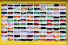 30pcs Colorful Mix Natural Agate Gemstone Jade Rings Wholesale Jewelry Lots