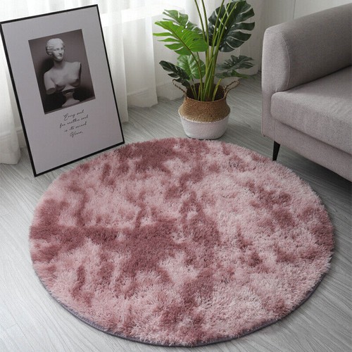 Round Shaggy Rug Living Room Bedroom Carpet Fluffy Anti-Skid Mat 60/80/100/120cm - Picture 22 of 22