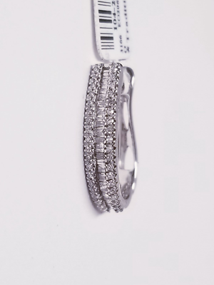Zales 1/2 Baguette and Round Diamond Hoop Earrings in 10K