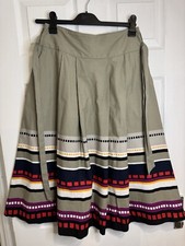 M S Skirt Sage Green Cotton Blend Long A line Flare Skirt With Pockets  Belt 10