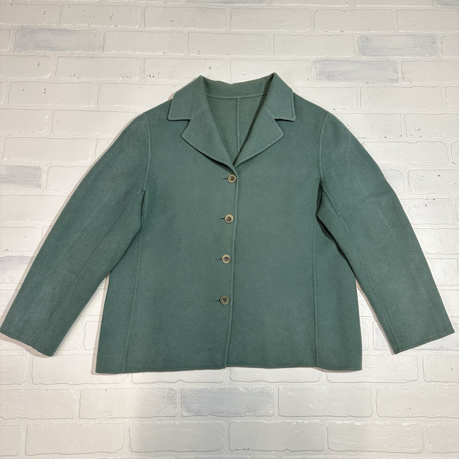 Wool Blazer Women’s 100% Jacket M Green Button Up Business Casual Size Medium