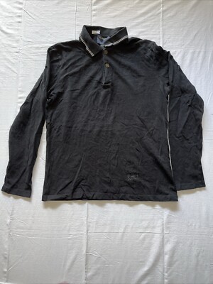 Roberto Cavalli Men's Polo Long Sleeve Shirt Size 48 (D) Black SM1287