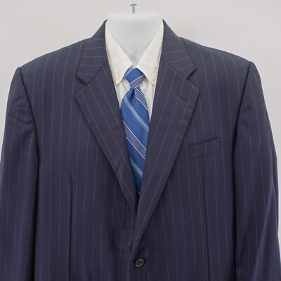 Hickey Freeman Nordstrom Madison Loro Piana Tasmanian Wool Blue Striped 42R